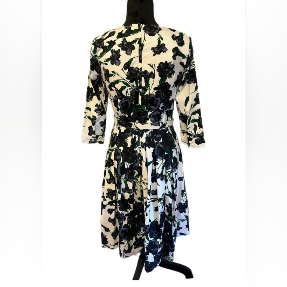 NWOT SAMANTHA SUNG Black and Green Floral Long Sleeve Dress- size 6 - Picture 5 of 6